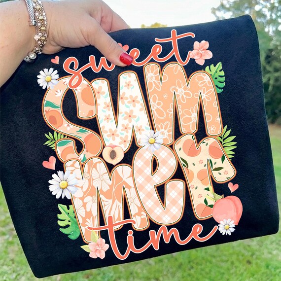Sweet Summer Time Png, Peach Fruit Png, Vintage Floral Png, Grandmillennial Png, Summer Sublimation, Chinoiserie Graphic, Digital Download