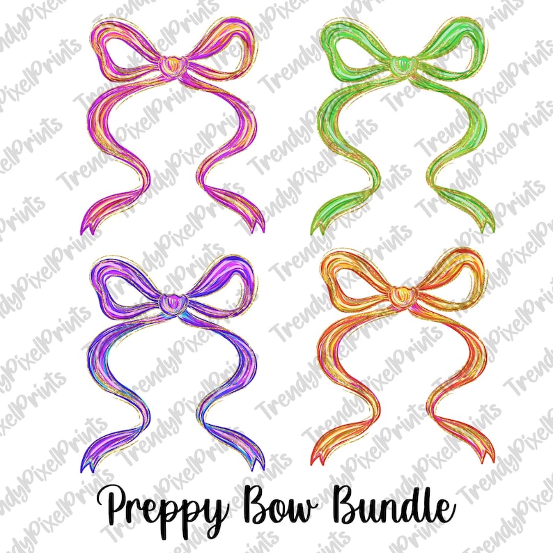Preppy rosett PNG-paket, kokett rosett PNG, preppy designer, preppy PNG, söt rosettpaket, kommersiell digital användning tillåten, omedelbara nedladdningar bild 2