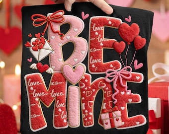 Latch Hook Yarn Be Mine Png, Valentine's Day Png, Faux Yarn Valentine Png, Faux Embroidery Valentine, Digital Download