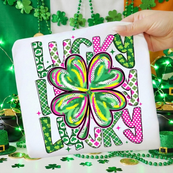 Lucky Shamrock Png, Lucky PNG St Patrick’s Day, Preppy Lucky png, St Patricks png, Shamrock Lucky Design, Lucky Charm Png, digital download