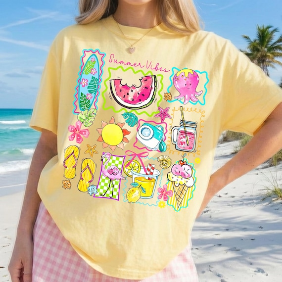 Summer Vibes Png, Beach Collage Summer Png, Watermelon Flamingo Png, Surfboard Summer Png, Tropical Summer Shirt Png, Digital Download