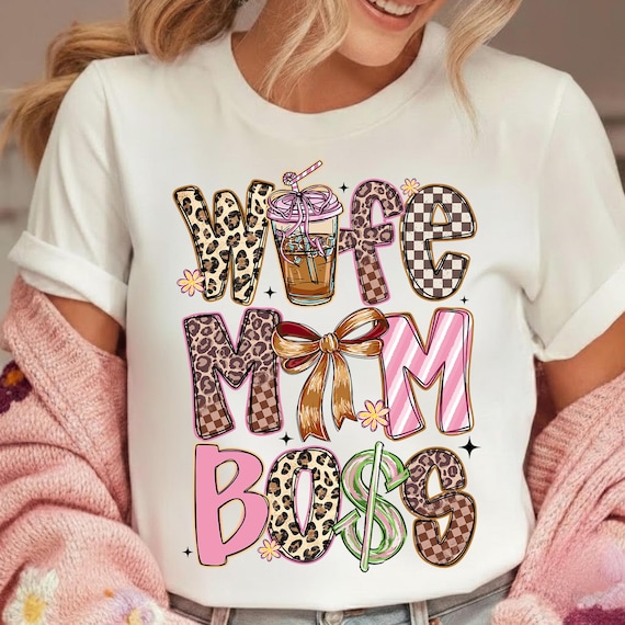 Wife Mom Boss Png, Mom Life Sublimation, Mama Boss Png, Leopard Mom Png, Coquette Bow Png, Boss Babe Png, Coffee Mama Png, Digital Download