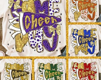 Cheer Png Bundle, Custom Cheer Season Png, Leopard Cheerleader Coquette Png, Preppy Cheer Mom Shirt Sublimation, Glitter Cheer Png Bundle