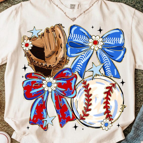 Baseball Png, Coquette Bow Png, Baseball Mom Png, Preppy Sports Png, Baseball Glove Png, Game Day Png, Brushstroke Art, Sublimation Design
