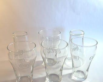 Enjoy Coca Cola Coke Bell Top Soda Fountain Glass Vintage Set of 8