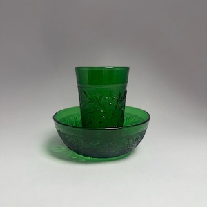 Anchor Hocking Forest Green Berry Bowl + Anchor Hocking Glass, Tumbler