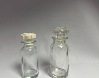 Vintage Japanese Glass Medicine Bottles with Lids, 1950s