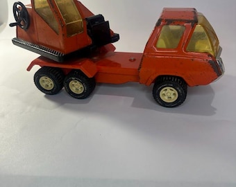 Vintage 70's TONKA Orange Crane Swivel Truck Toy Pressed Steel