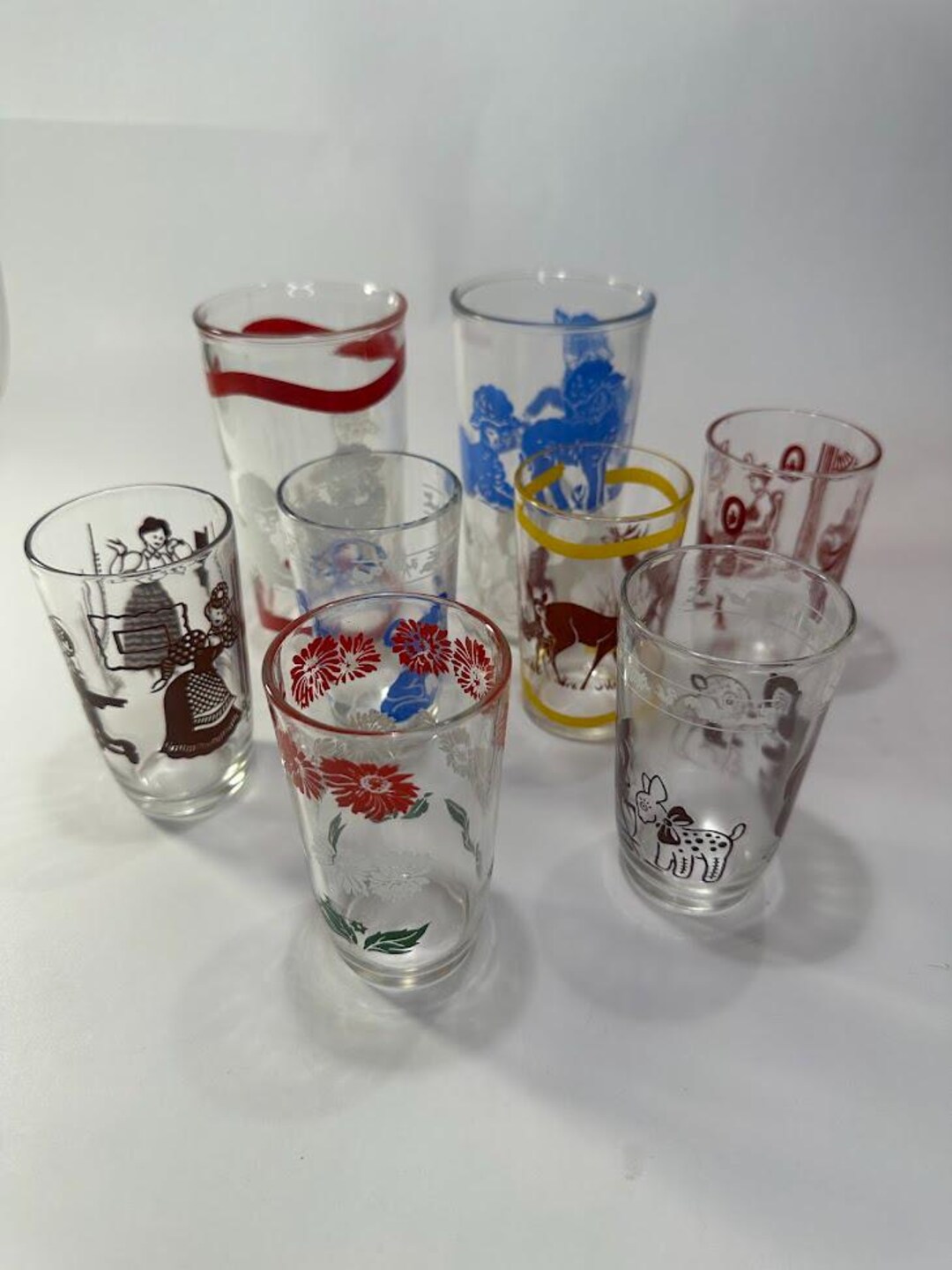 Vintage Kraft Swanky Swig (6) Juice Glasses, (2) Water Glasses. 1950s ...