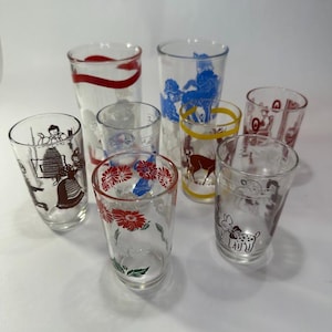 Bicchieri da succo vintage Kraft Swanky Swig (6), bicchieri da acqua (2). Anni '50-'60