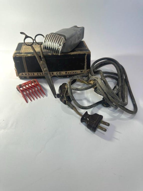 Vintage 1950s Andis Master Hair Clippers and Accessories, All