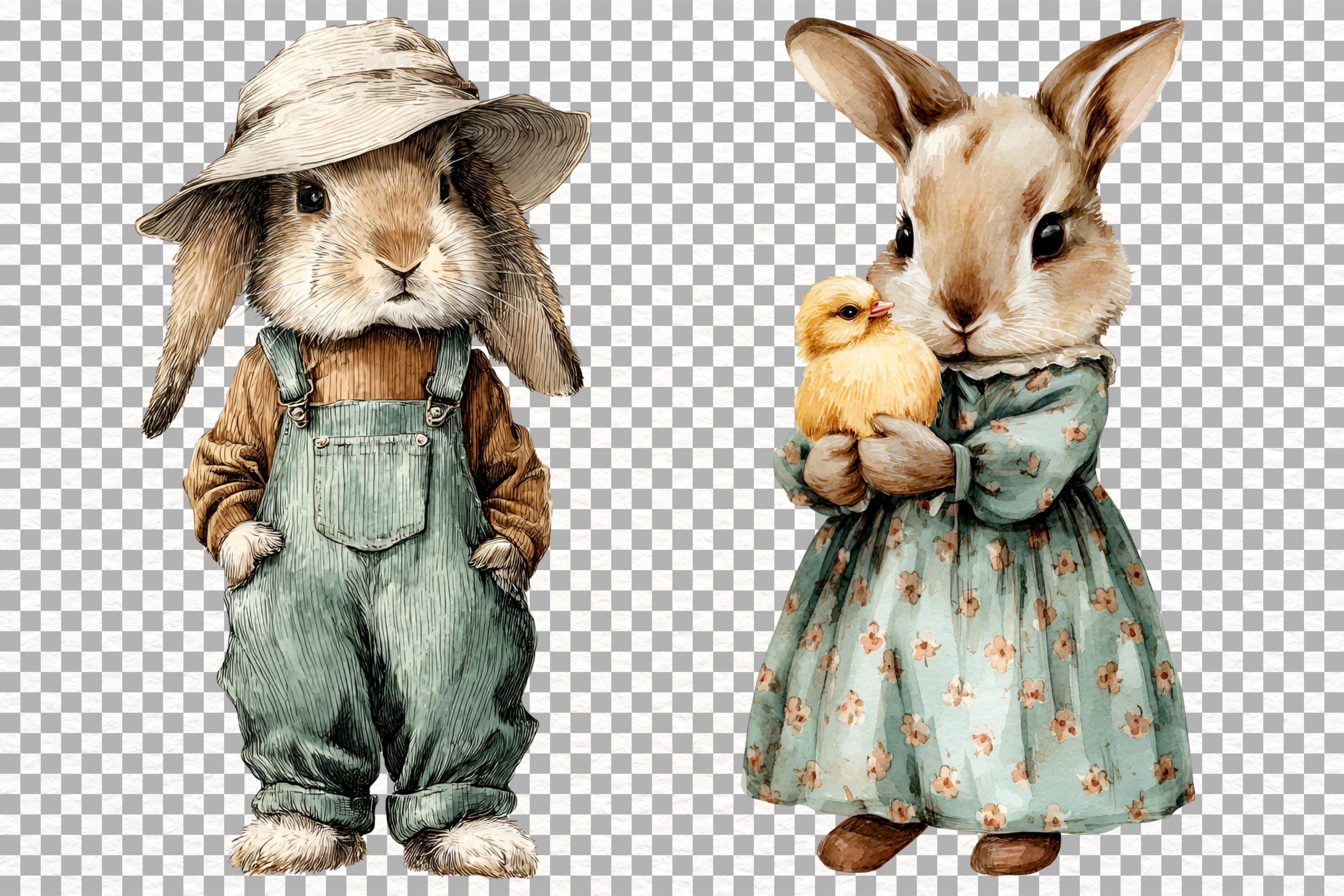 Easter Bunny Clipart Png Bundle , Spring Rabbit Prints Png , Nursery ...