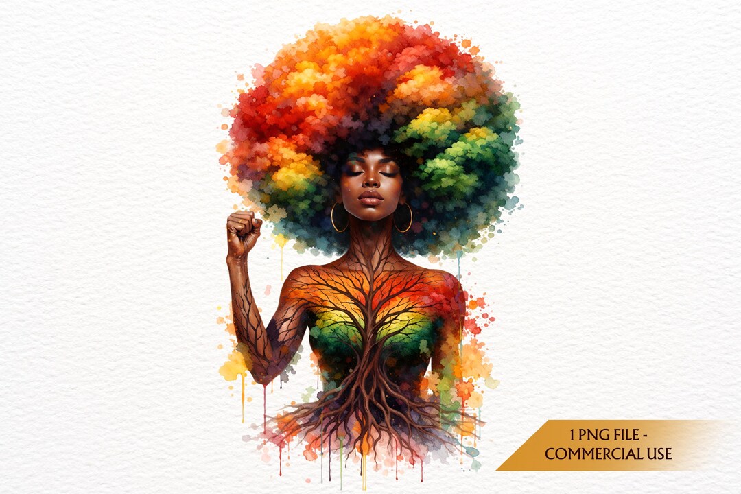Afro Tree Woman Png , Black History Month African Pride Png , African ...