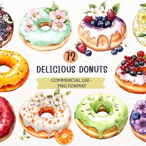 Donas de acuarela (Png) / Menú de comida de cumpleaños (Png) / Postre de acuarela (Png) / Fiesta de verano (Png) / Horneado (Png)
