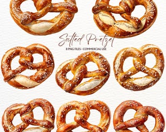 Oktoberfest Pretzel Clipart, Bavarian Beer Festival Food PNG, Bakery Cafe Menu Decor, German Kitchen Snack Printable Design