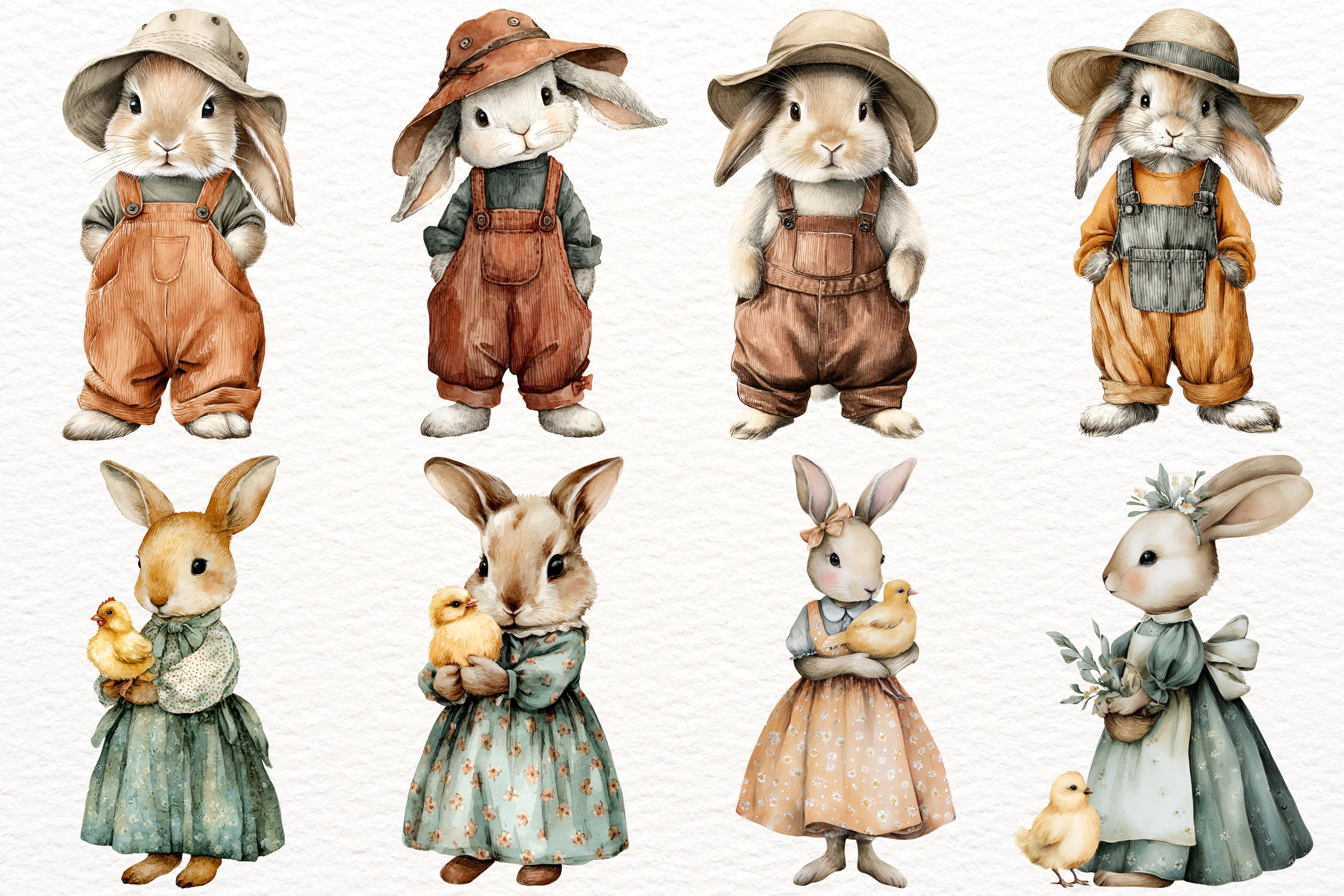 Easter Bunny Clipart Png Bundle , Spring Rabbit Prints Png , Nursery ...