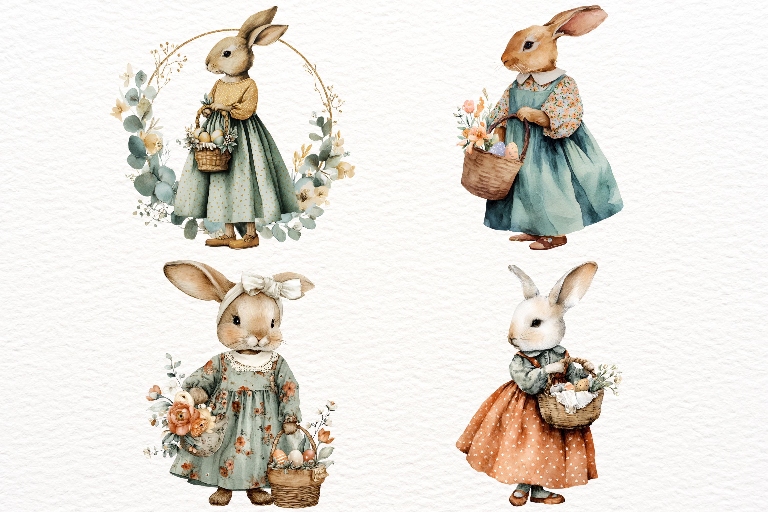 Easter Bunny Clipart Png Bundle , Spring Rabbit Prints Png , Nursery ...