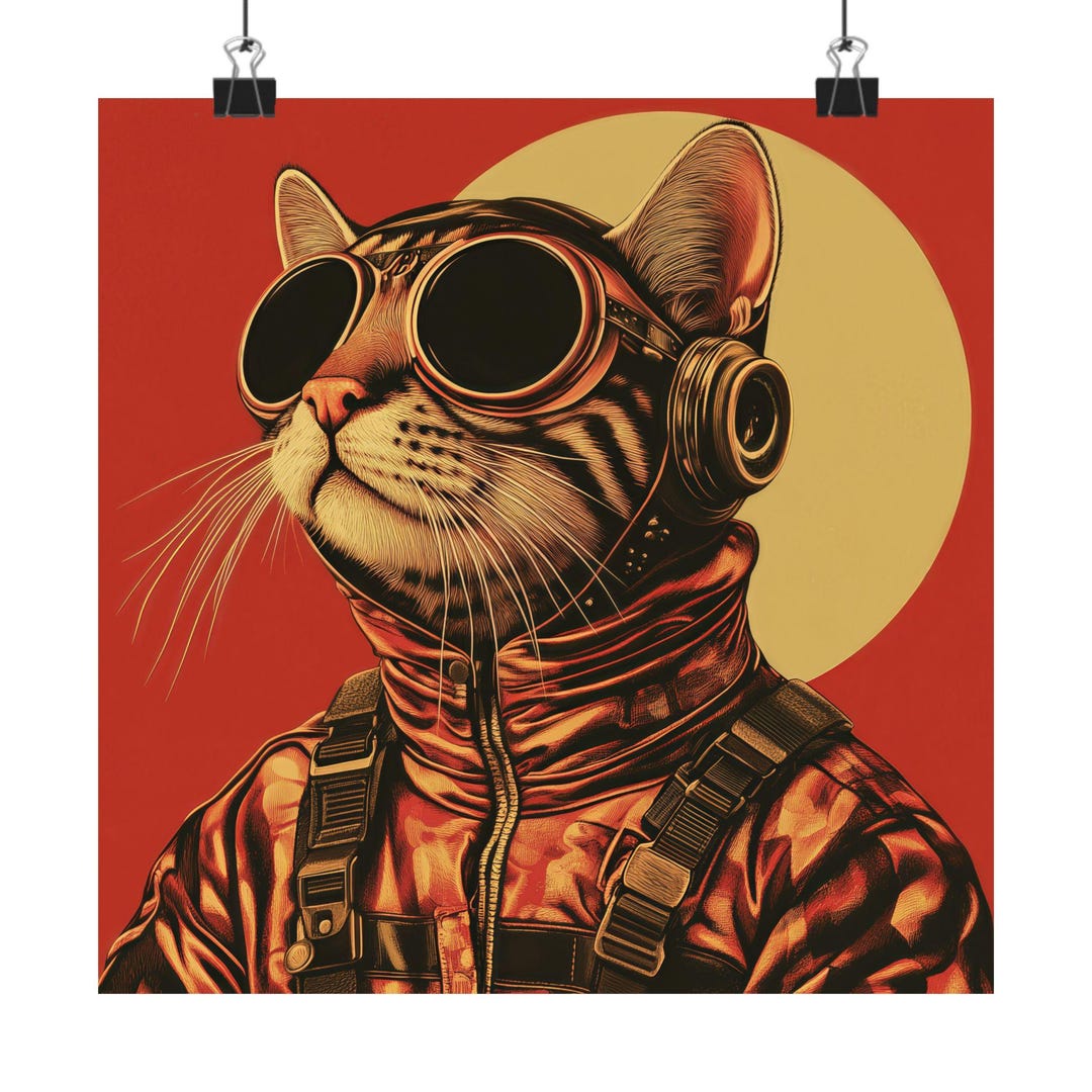Steampunk Cat Art Print - Cool Cat With Goggles Wall Decor - Cyberpunk ...