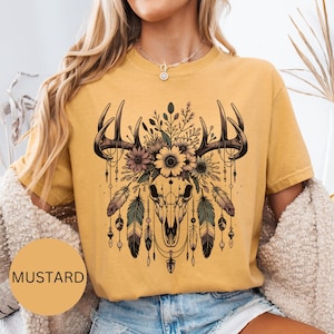 Boho Cow Skull T-shirt, Howdy Shirt, Wild West Shirt, Cowgirl Shirt, Bull Skull Shirt, Country Music Shirt, Wild West Sweatshirt
