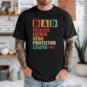 Hero Protector Legend, Dad Life, shirt grappig vader, cadeau voor nieuwe vaders, Vaderdagshirt, shirt voor vader, T-shirt vader, troostkleuren