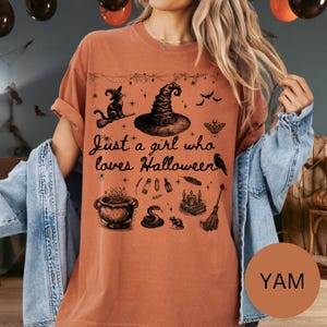 Just a Girl Who Loves Halloween Shirt, Halloween T-Shirt, Halloween Party Shirt, Comfort Colors Shirt, Halloween Tee-Shirt, Seasonal Gifts