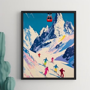 Les Alpes Ski Poster Print, Skiing Mountain Poster, Alps Print, Snow Mountain Poster, Ski Wall Art, Alps Poster Art, Les Alpes Wall Art