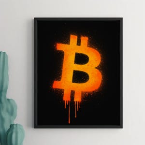 Bitcoin Graffiti Poster - BTC Print - Crypto Wall Art - Gift for Trader - Graffiti Crypto Print - Digital Currency Print - BTC - Crypto Art