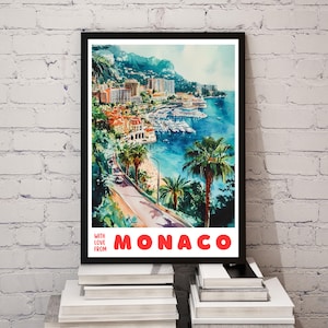 With Love From Monaco Print, Monaco Poster, Moderne Reisekunst, Monaco Posterdruck, Monaco Reisedruck, Monaco Lifestyle, Monaco Postkarte