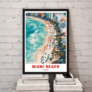 Impression de voyage à Miami, affiche de Miami Beach, art du voyage moderne, impression d'affiche de Miami Beach, Miami en Floride, style de vie de Miami, carte postale de Miami, art des Etats-Unis