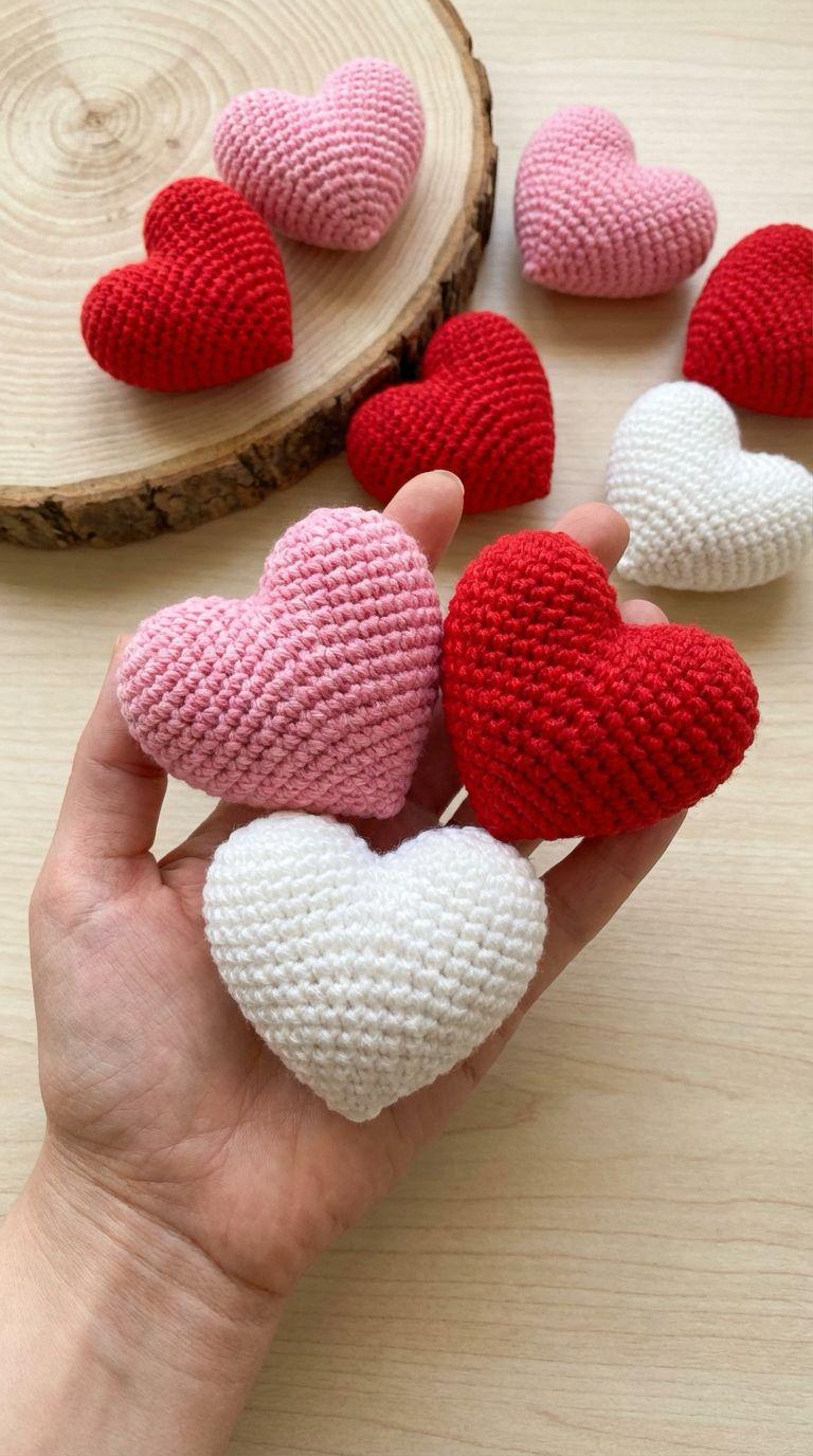 Doudou Cœur Crochet Amigurumi Fait Main - 27x37 Cm, Neuf, Fabrication Française
