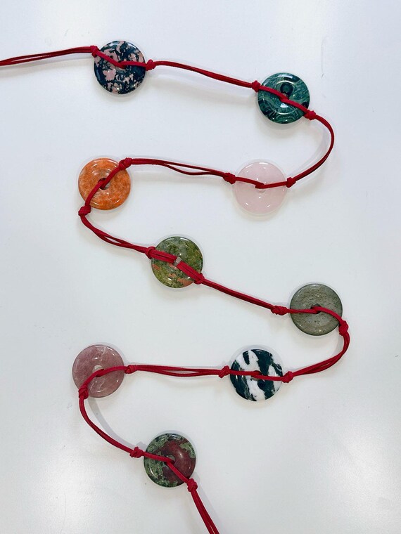 The Maggie Suede + Multi Stone Pendant Beaded Belt - Etsy display picture 2