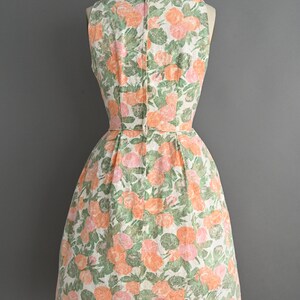 vintage 1950s Dress Vintage Peach Floral Pront Full Skirt Party Dress Small image 8