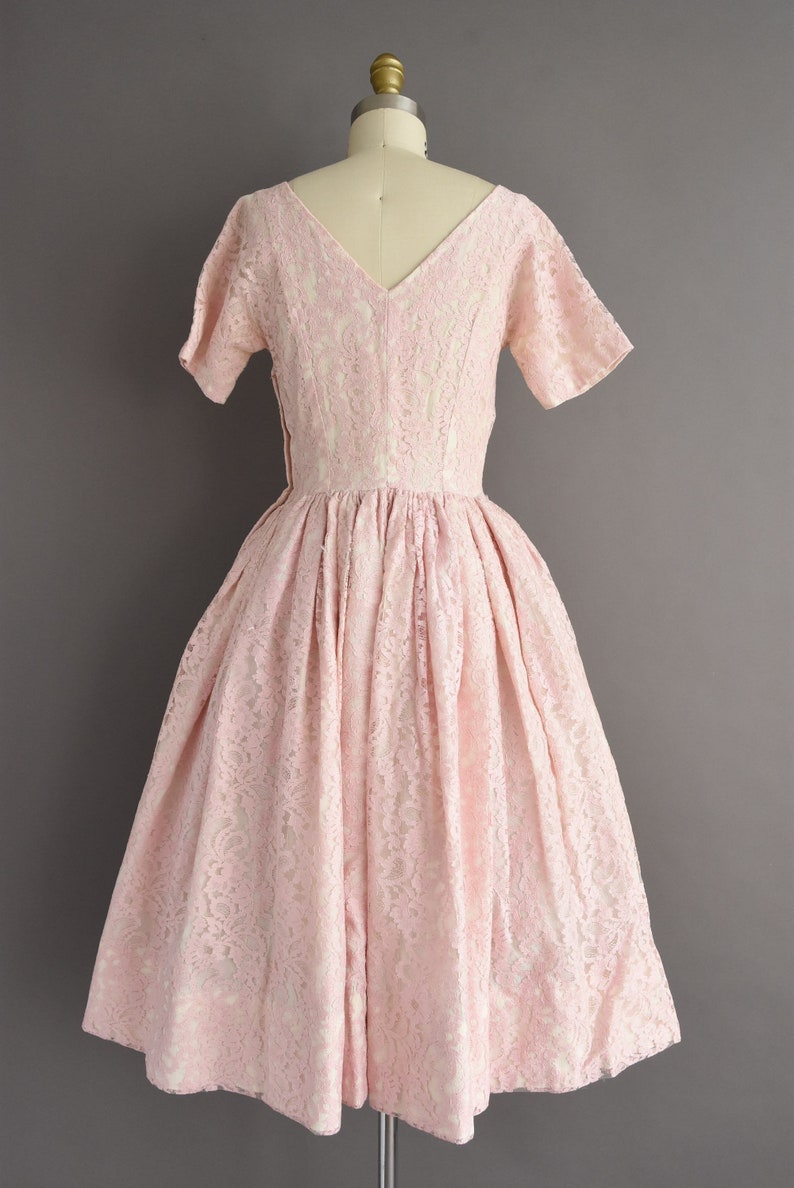vintage 1950s dress Pastel Pink Sweeping Full Skirt Party Dress Small image 9