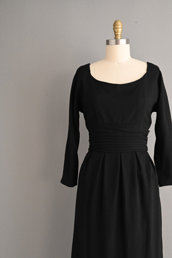 vintage 1950s Classic Black Cocktail Party Wiggle… - image 4