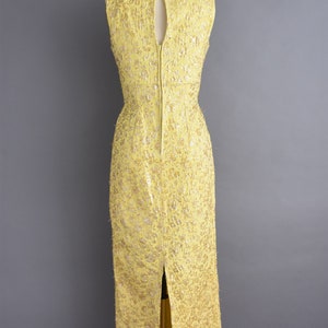 1960s vintage Gold Tinsel Floral Cocktail Party Wedding Dress Medium image 9