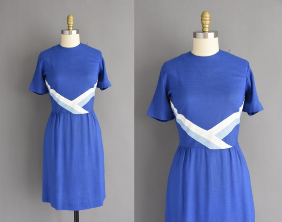 royal blue 50s dress