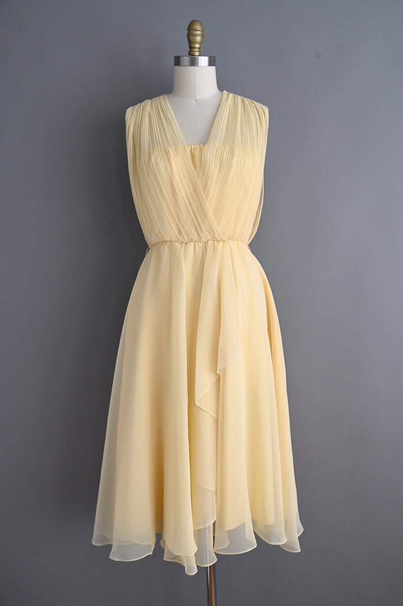 vintage 1960s Dress Vintage Fluttery Chiffon Buttery Spring Dress Small image 2