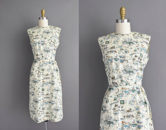 50s vintage dress | Adorable 50s novelty print sle