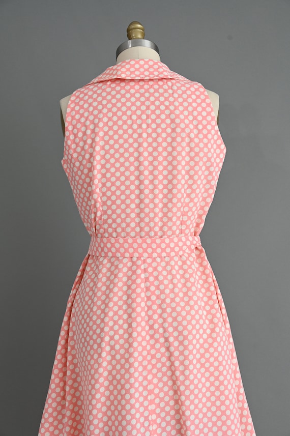 vintage 1970s dress | Peach Pink Polka Dot Cotton… - image 10