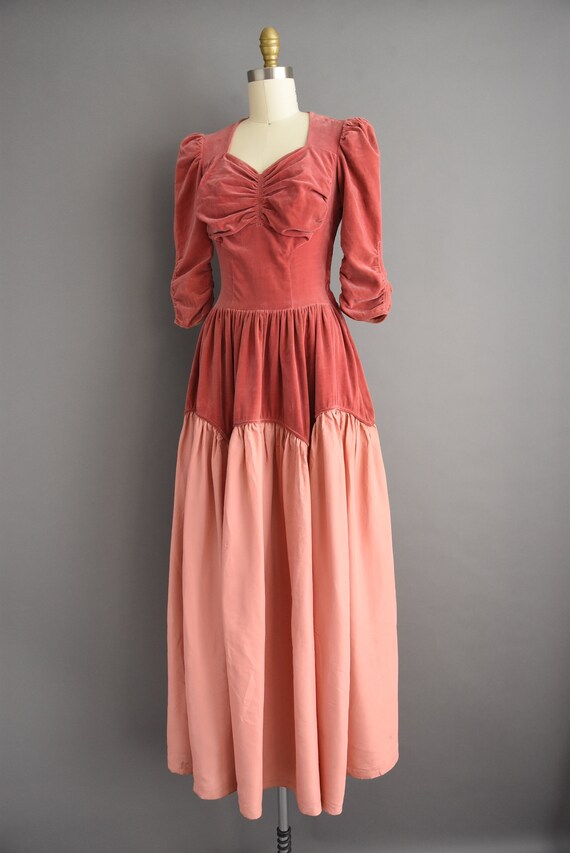 Vintage Pink Velvet 1940s Party Dress | Small - image 7