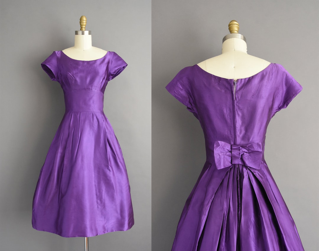 Purple Sweetheart 1950's Tea Length Country Style Vintage Bridesmaid Dresses