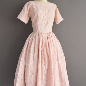 vintage 1950s dress Pastel Pink Sweeping Full Skirt Party Dress Small image 6