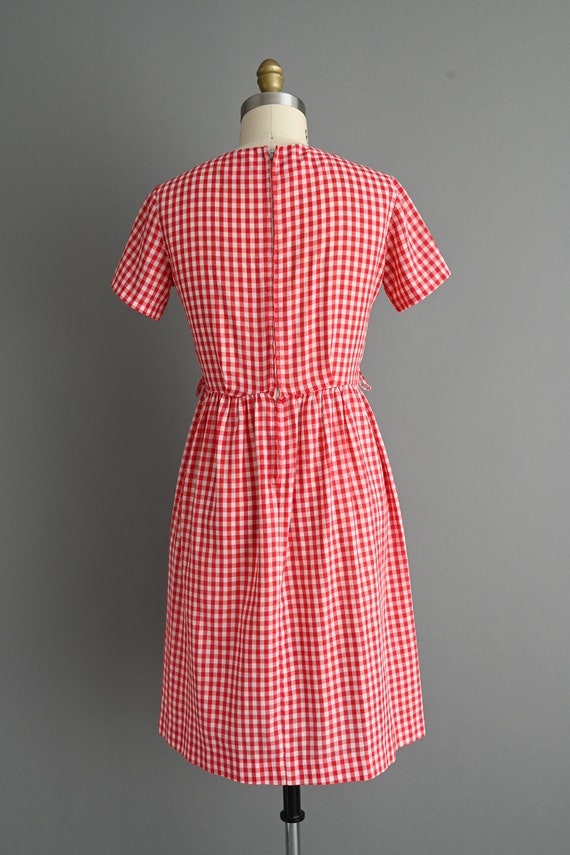 1950s vintage dress | Red Gingham Print Cotton Dr… - image 9