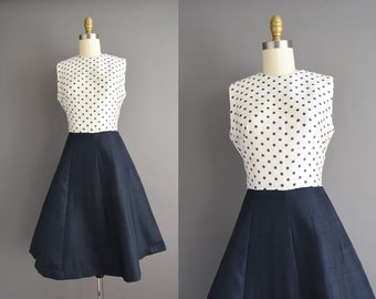 vintage 1950s Polka Dot Dress | XS Small |