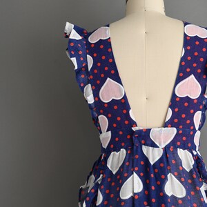 vintage 1960s Dress Vintage Heart Print Ruffle Cotton Dress Medium zdjęcie 9