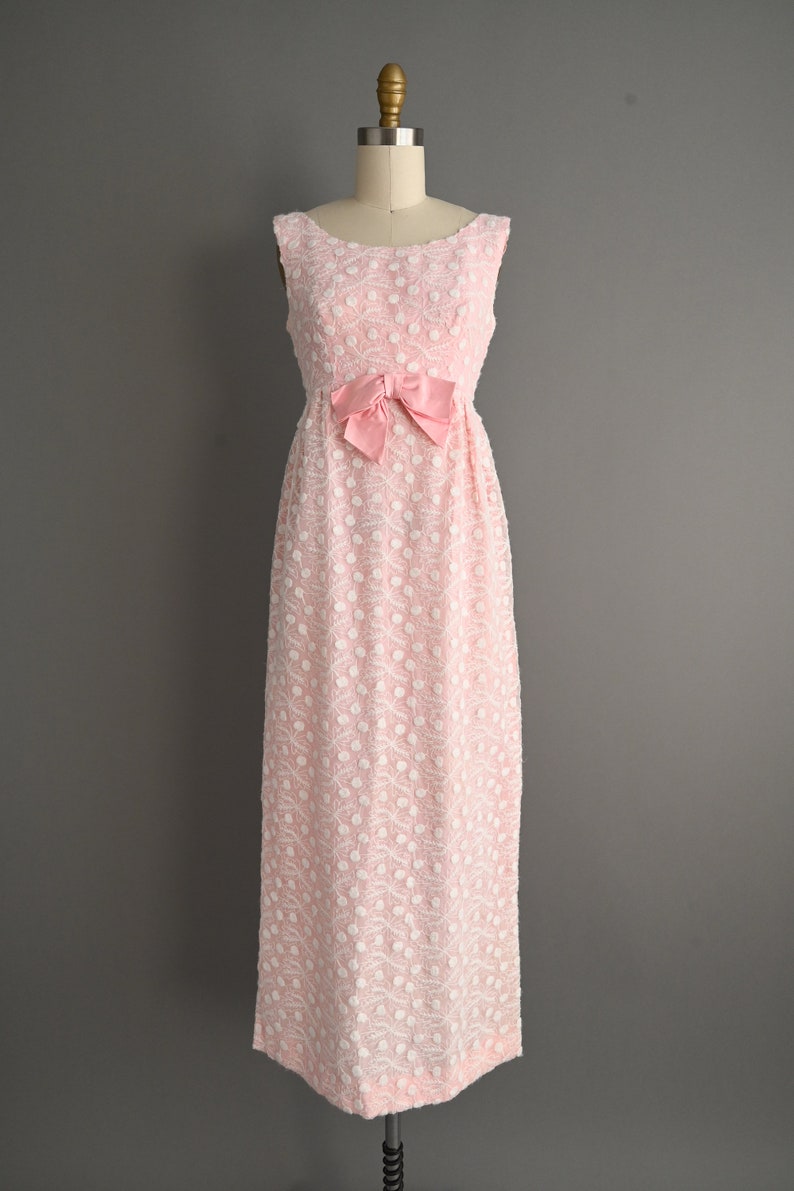 vintage 1960s Pink Embroidered Dress Size Small image 2