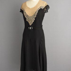 vintage 1920s antique black chiffon lace flapper dress Large image 7