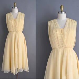 vintage 1960s Dress Vintage Fluttery Chiffon Buttery Spring Dress Small image 1