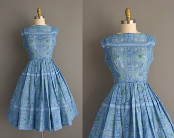 Blue 1950s Dress | Etsy