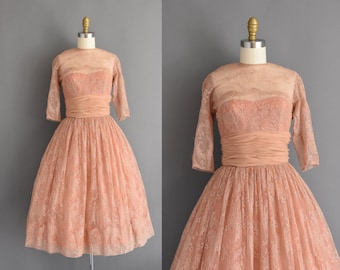 1950s French Lace Cupcake Party Dress l Medium